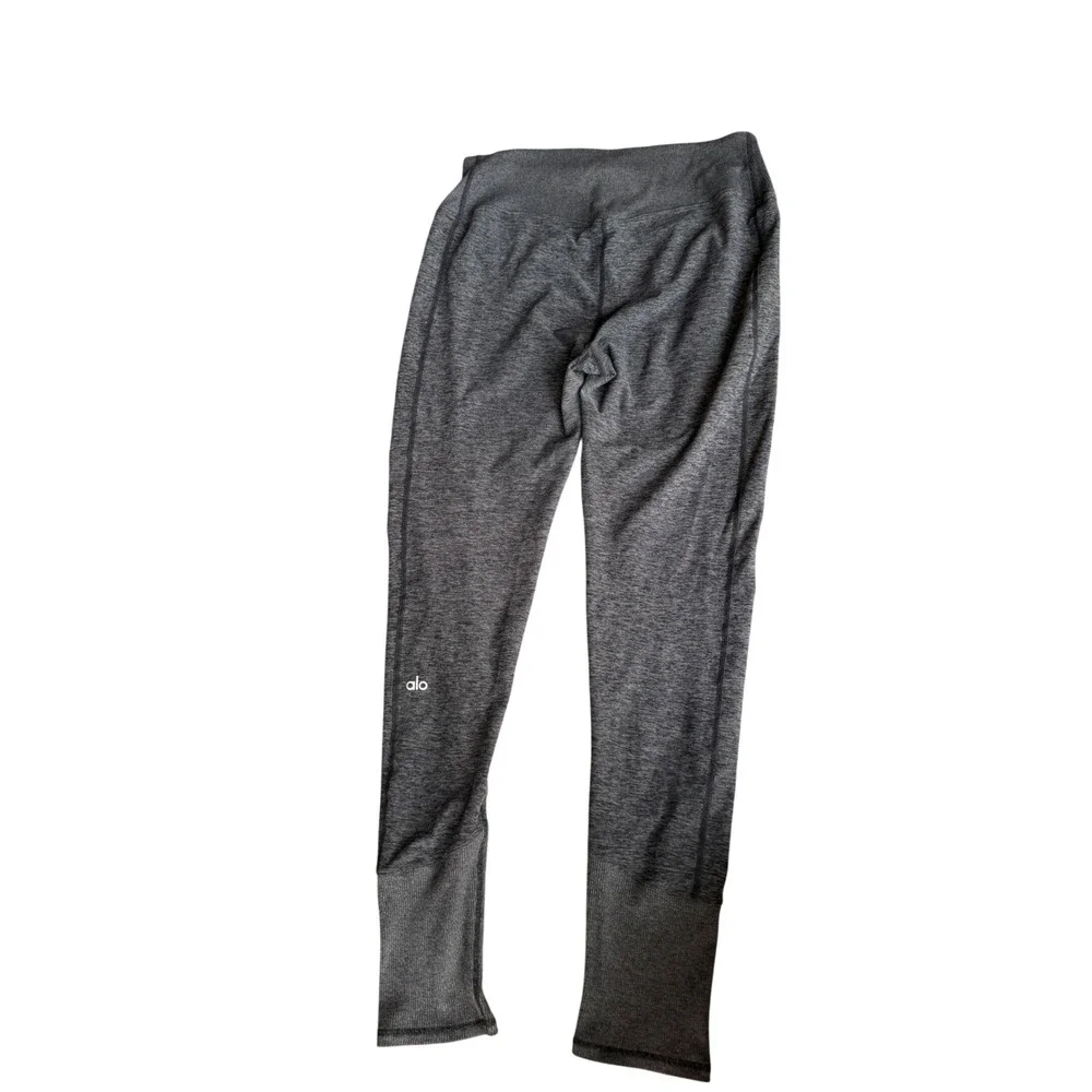 Alo Yoga High Waist Lounge Joggers‎ Dark Heather Gray Space Dye Ribbed Cuffs XL